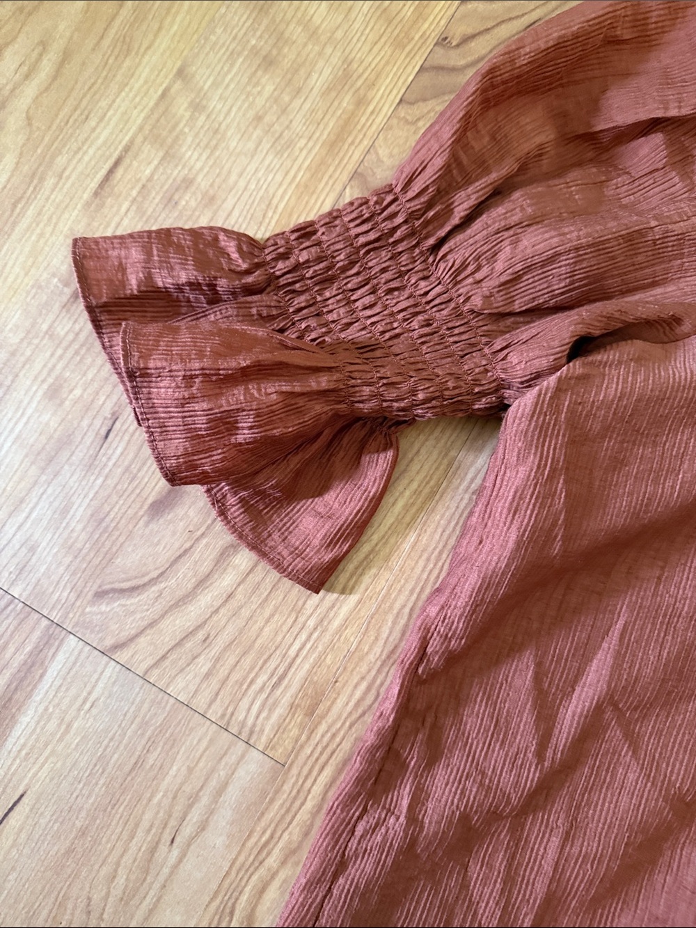 Laura Ashley Rust Ruffle-Front Button Blouse - Picture 3 of 5